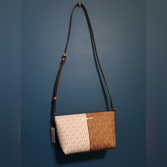Retail $348- NWT Michael Kors- Jet Set Small Two-Tone Logo Crossbody Bag - Picture 6 of 11